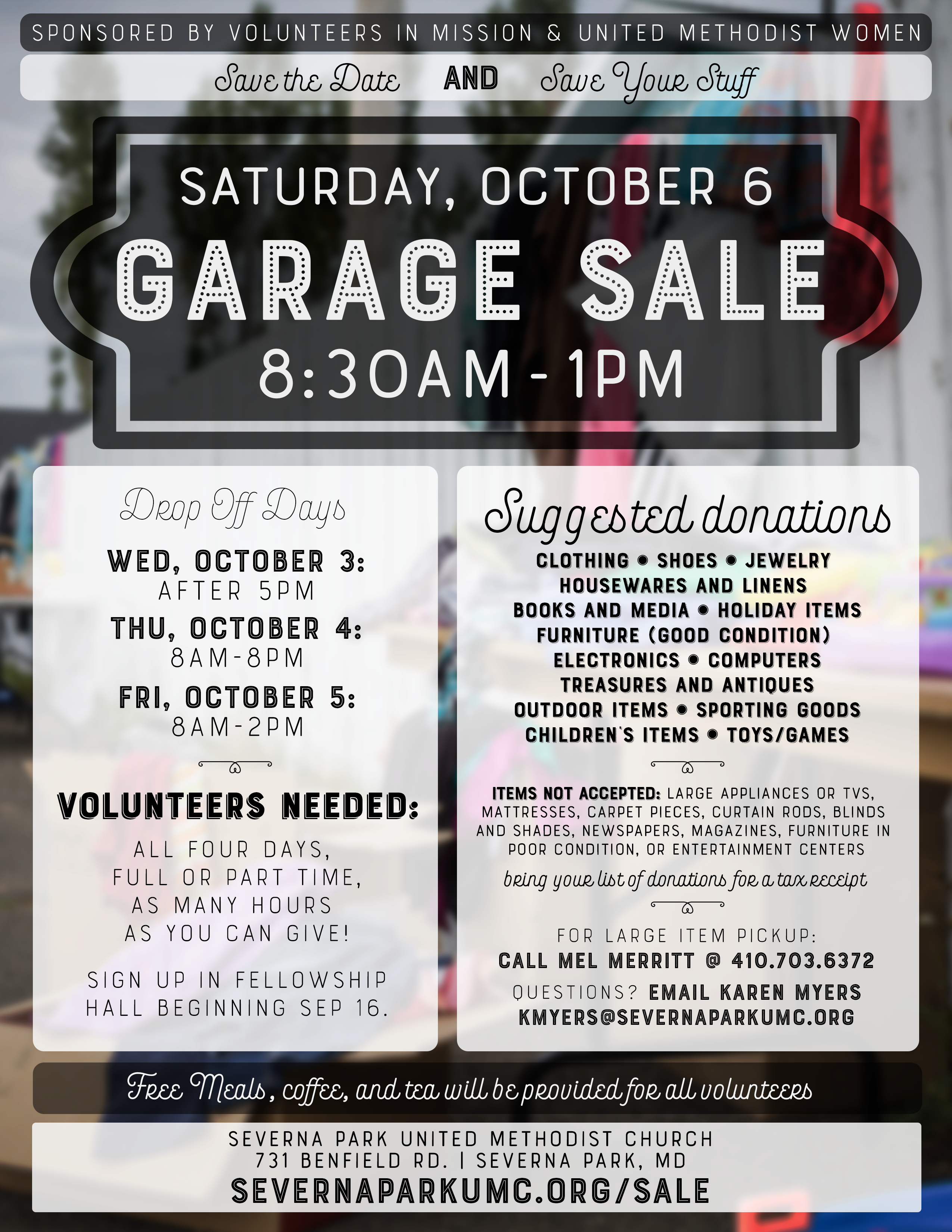 Garage Sale Flyer Front - Fall 2018